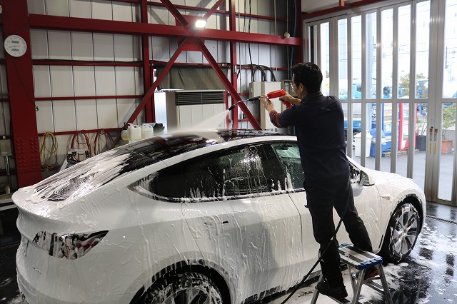 洗車　すすぎ作業
