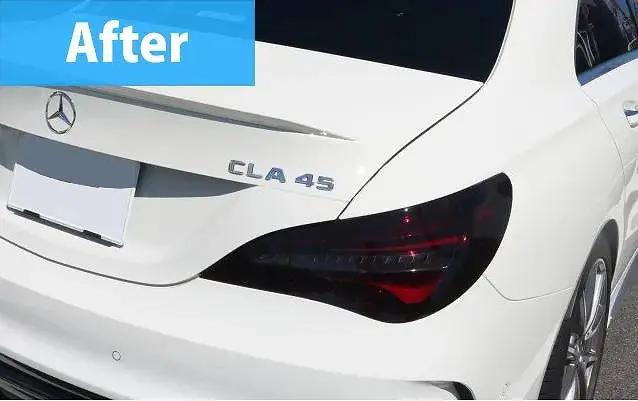ベンツのテールランプにスモークプロテクションフィルムを施工 - ガラスコーティング剤通販ブログ ベンツのテールランプにスモークプロテクションフィルムを施工