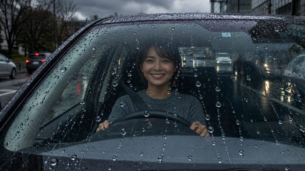 フロントガラスが雨水を弾いている感じ - ガラスコーティング剤通販ブログ フロントガラスが雨水を弾いている感じ