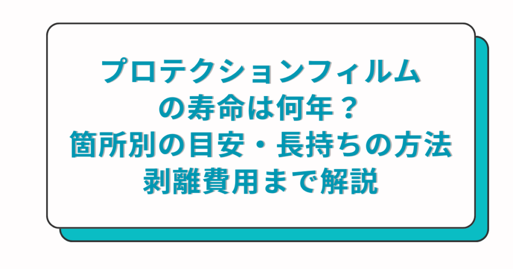 プロテクションフィルムの寿命は何年？箇所別の目安・長持ちさせる方法・剥離費用まで解説