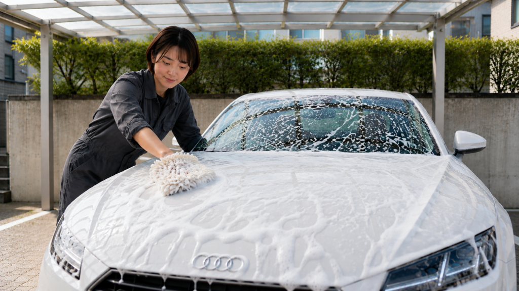 - ガラスコーティング剤通販ブログ 洗車している様子